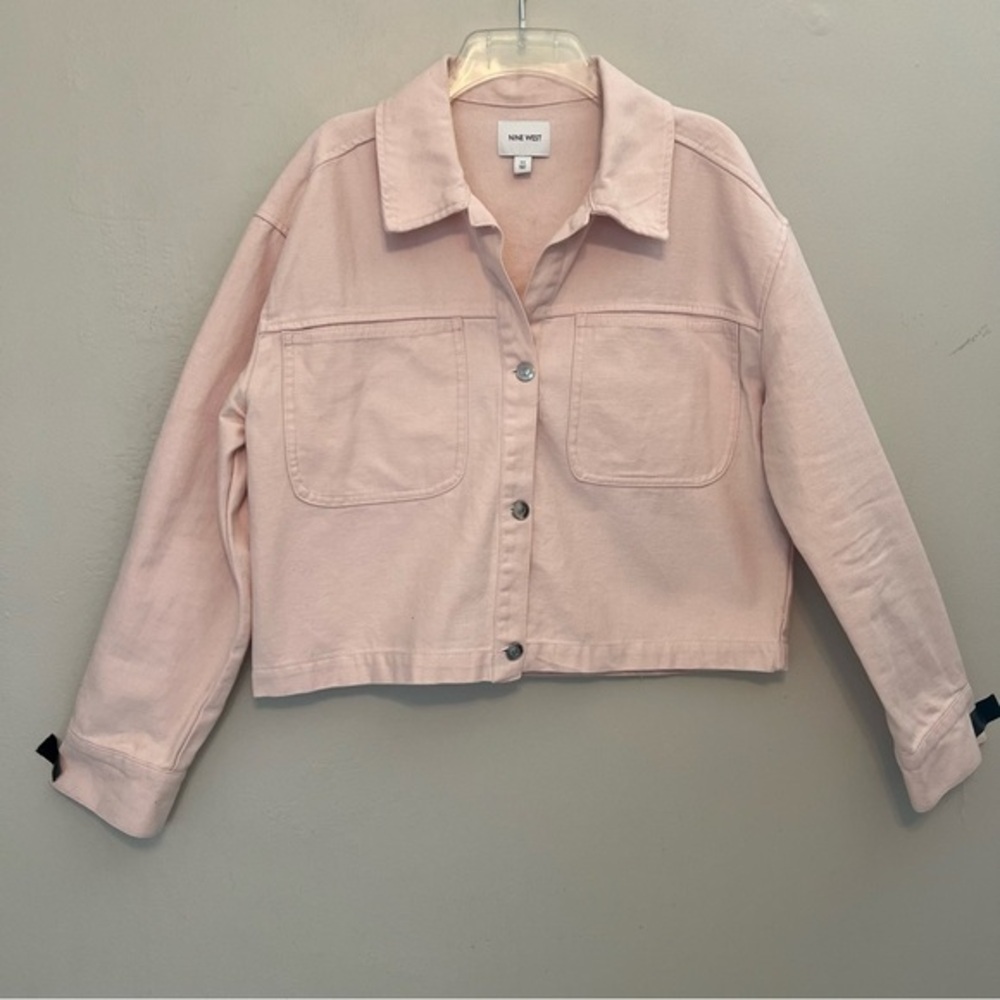 Nine West Denim Jean Jacket Women’s Light Baby Pink‎ Cropped Medium